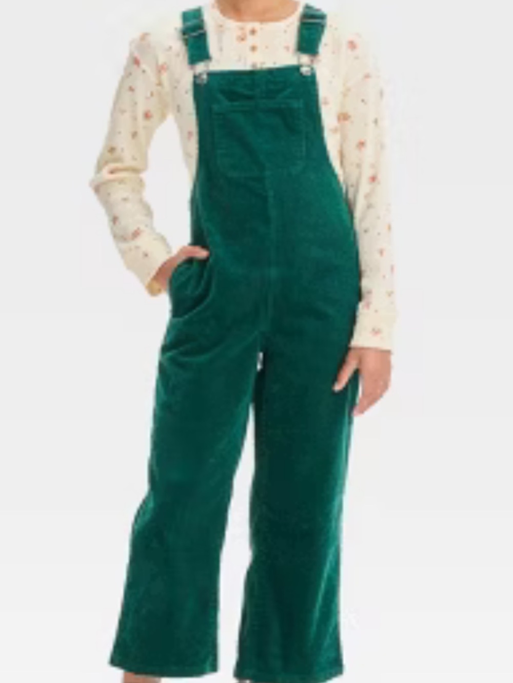 Cat & Jack Emerald Green Corduroy Overalls with Adjustable Straps Large 10/12